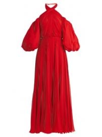 Twist-neck pleated silk-chiffon gown at Matches